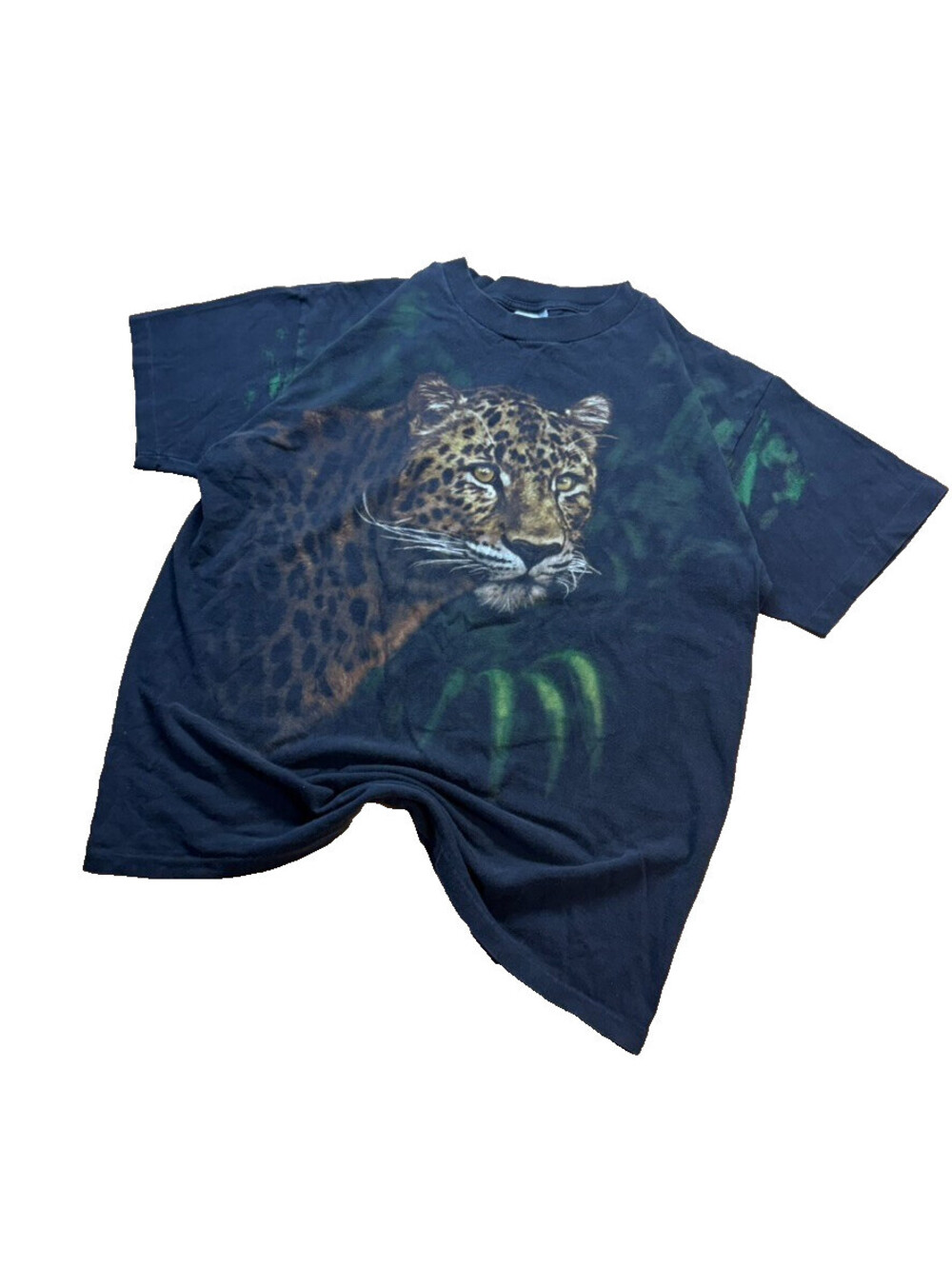 Vintage Wild Oats Jaguar Jungle Graphic Tee Mens XL Black Made in USA Boxy